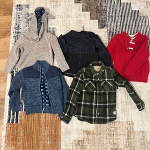 Boys size 5/6 FIVE piece shacket/sweater bundle